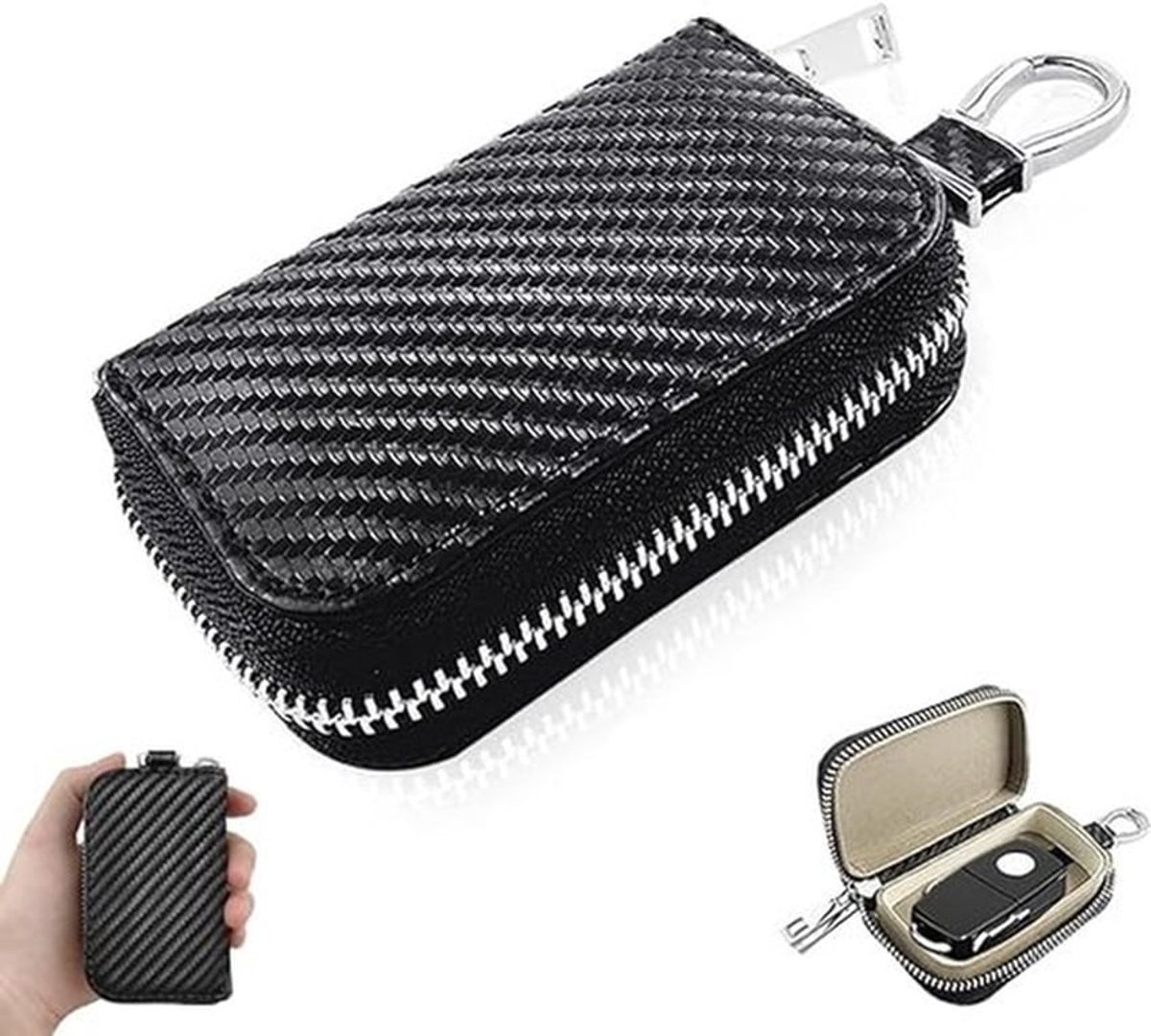 1 stuk - kooi autosleuteltas - RFID-signaalblokkerende antidiefstaltas - Sleutelbeschermhoes - Anti-hacker beschermhoes - Isolatietas voor autosleutels - Zwart - 10,5 * 6,5 cm - Geschikt voor alle soorten autosleutels en kamersleutels