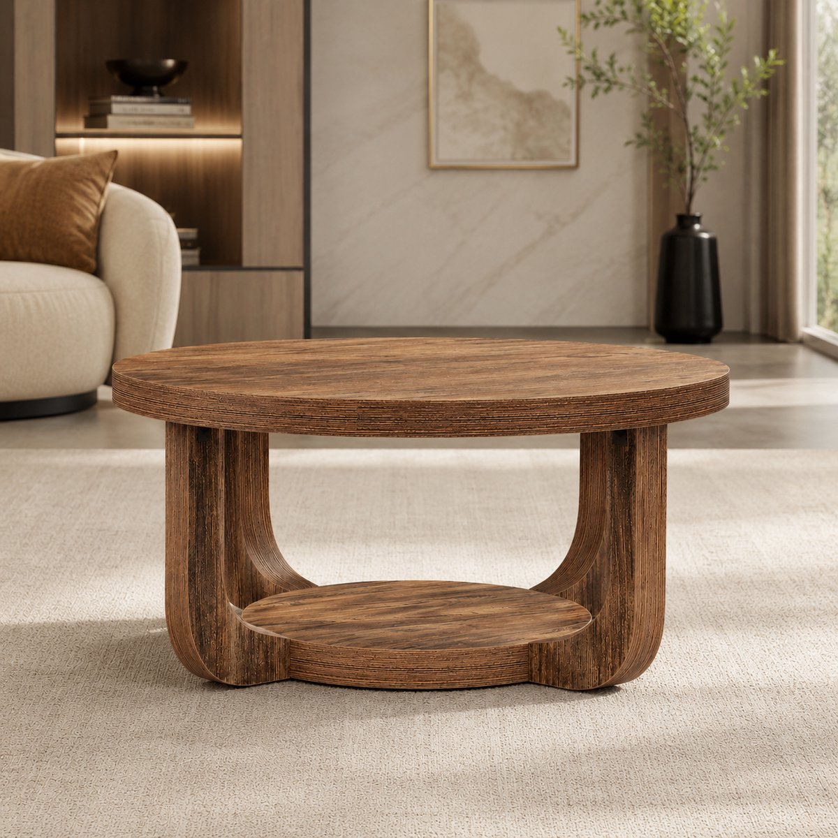 Ronde Salontafel 80 cm met - Bruin - Novihome
