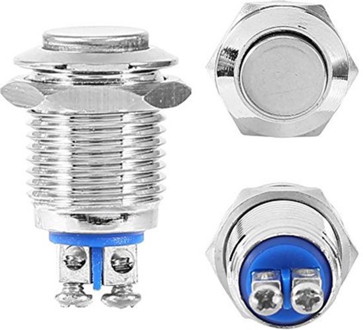Moment Switch 12v - Waterdicht - 12mm - Momentary Push Button