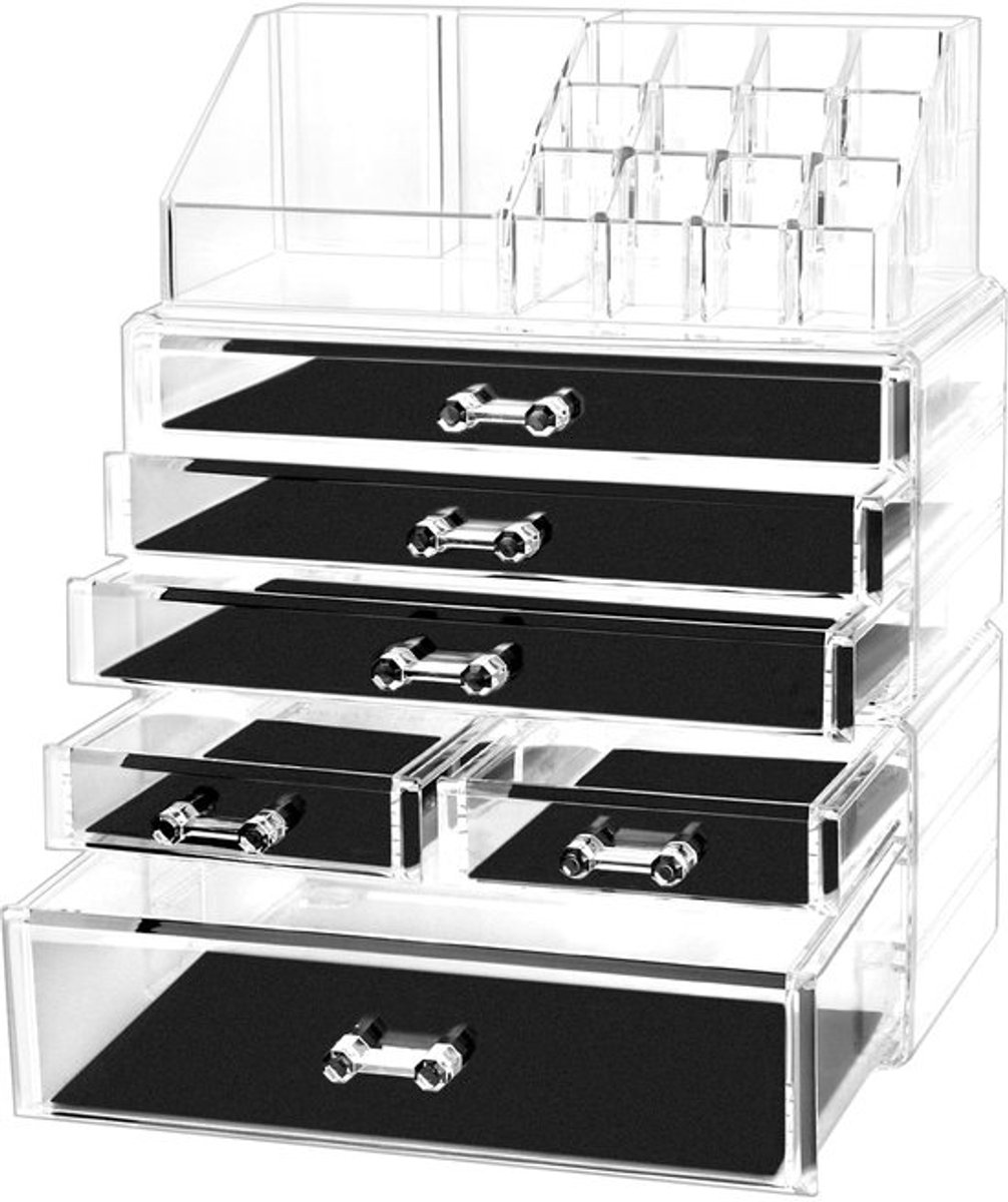 cosmetic organizer, acryl organizer, make-up opberger, met 6 lades, transparant