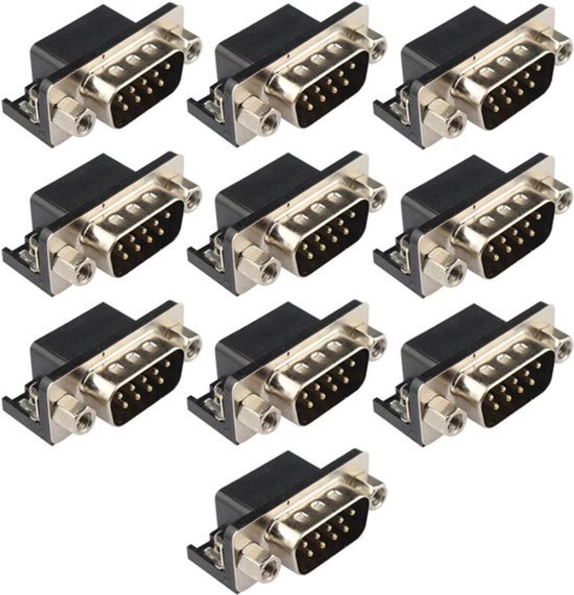 10 Stuks RS232 DR9 9Pin Mannelijke Soldeer Connector Jack Socket PCB 90 Graad voor Computer Interface