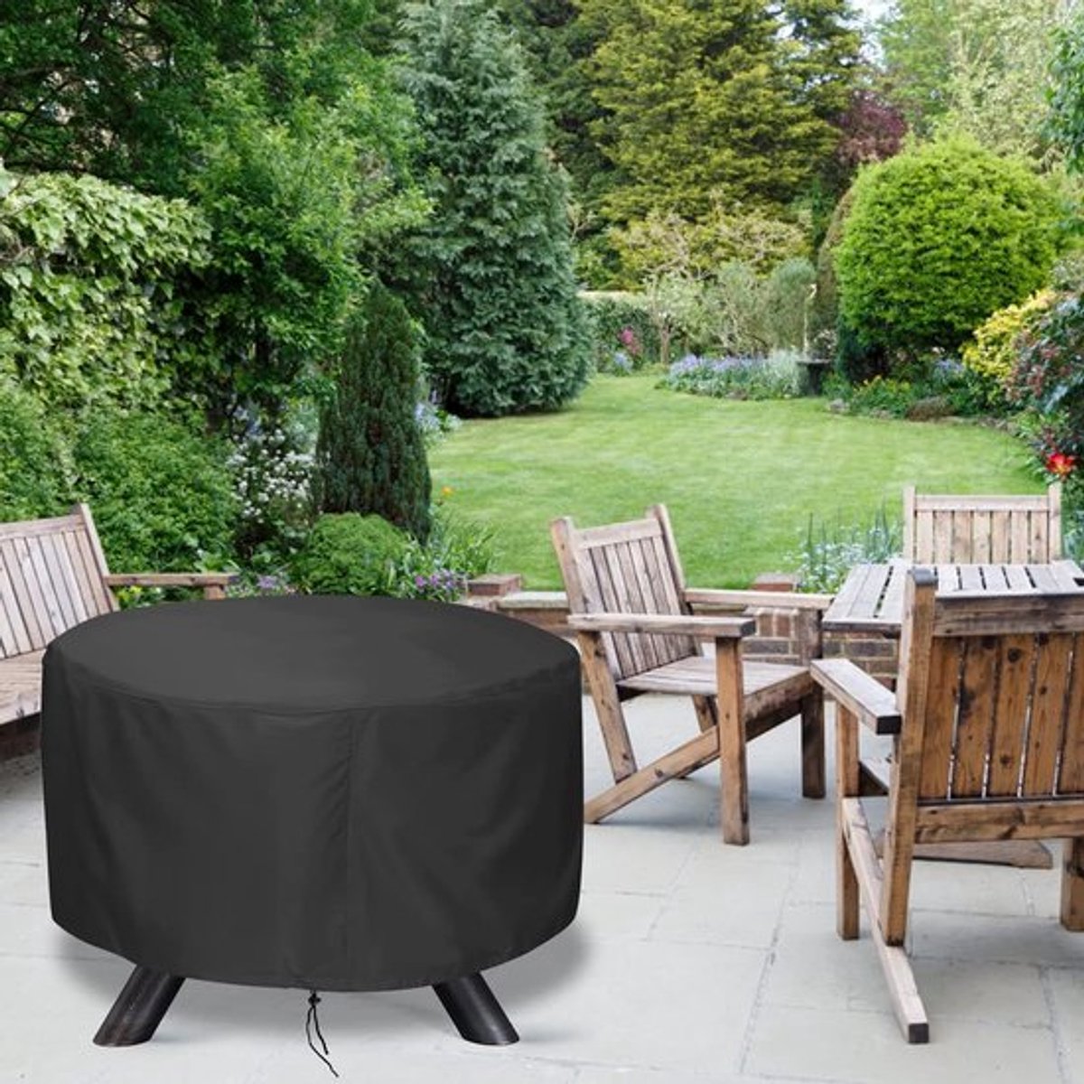Tuinmeubelhoes - Beschermhoes voor tafel (rond) - tuinmeubelhoezen waterdicht - 120x 75 cm - Oxford 210D - buitentafel beschermhoes - zwart