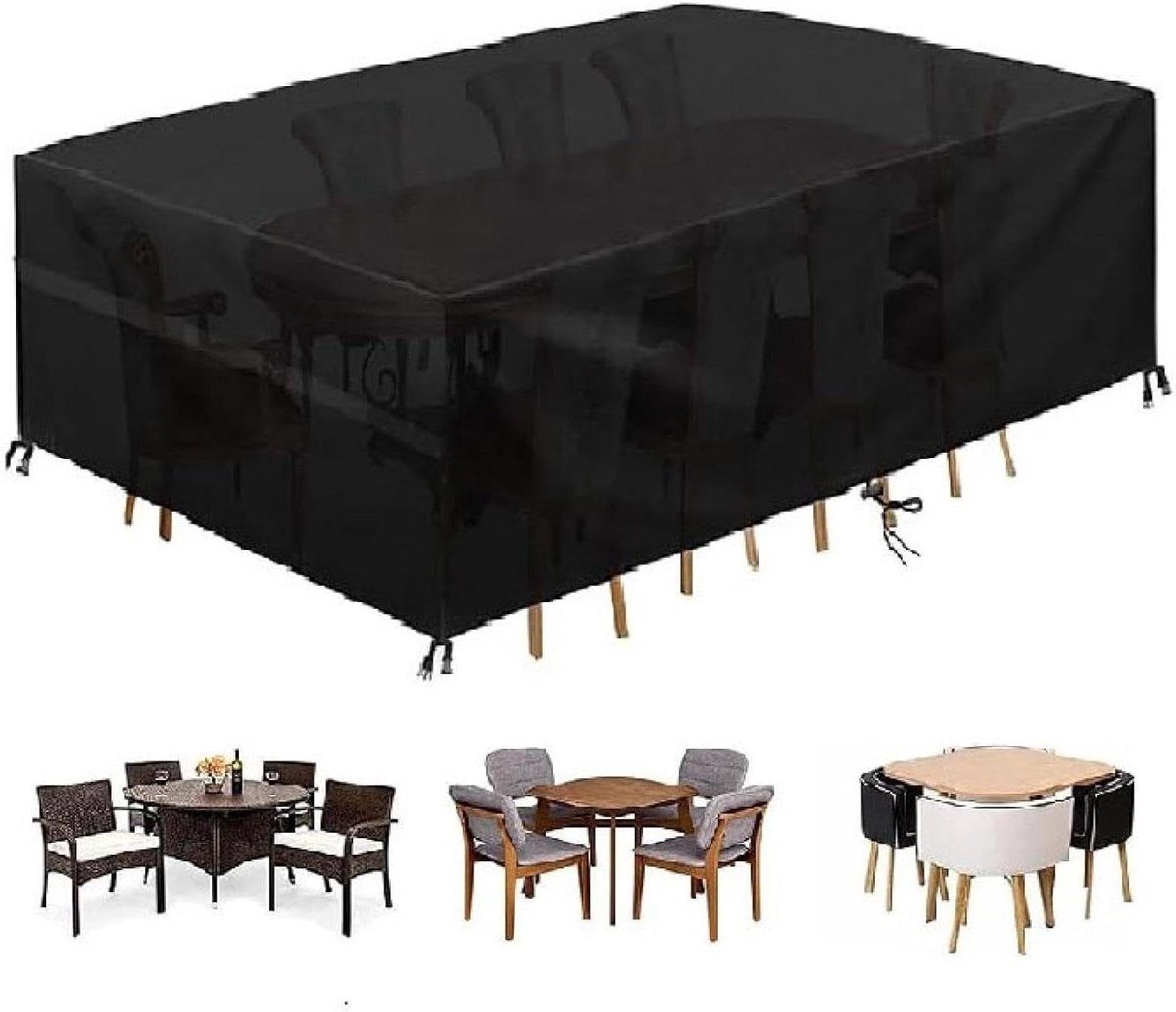 Tuintafelhoezen - Meubelhoes - Meubels Beschermen - Waterdicht 420D Oxford - 190 x 160 x 75 cm - Zwart
