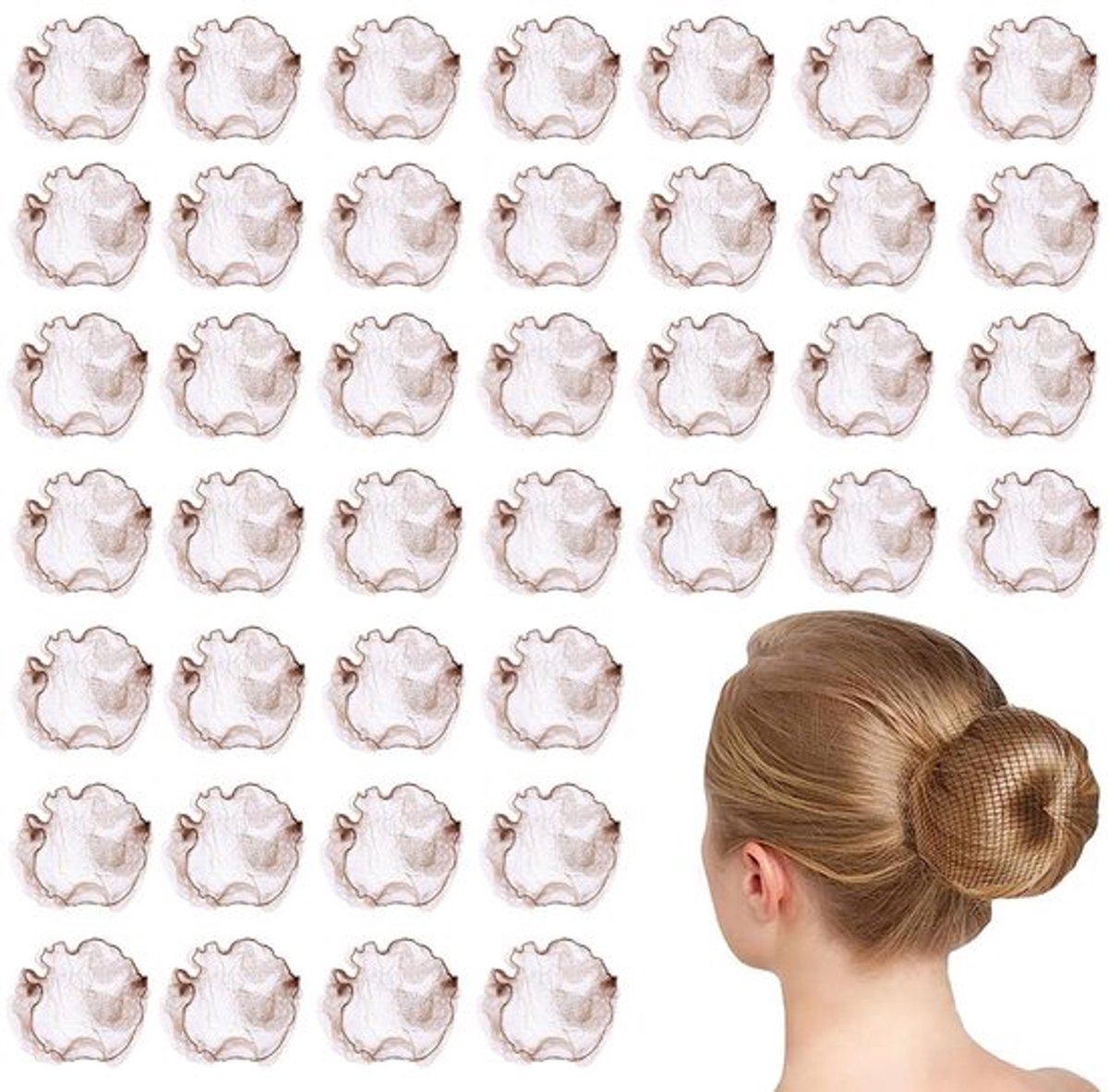 40 Meisjes Haarnetten Elastische Haarnetten Ideaal voor Verpleegsters, Dansers en Gastvrouwen Kleur Koffie