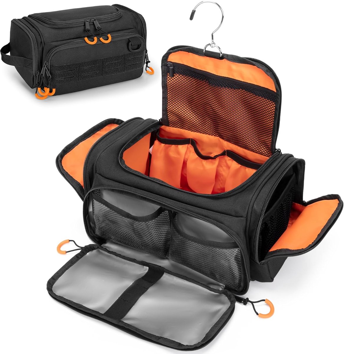 Thijox - Tactische Toilettas voor Mannen - Hangende Hygiënetas - Reis Dopp Kit Organiser voor Scheren, Douche Essentials, Toiletartikelen - Zwart - Id