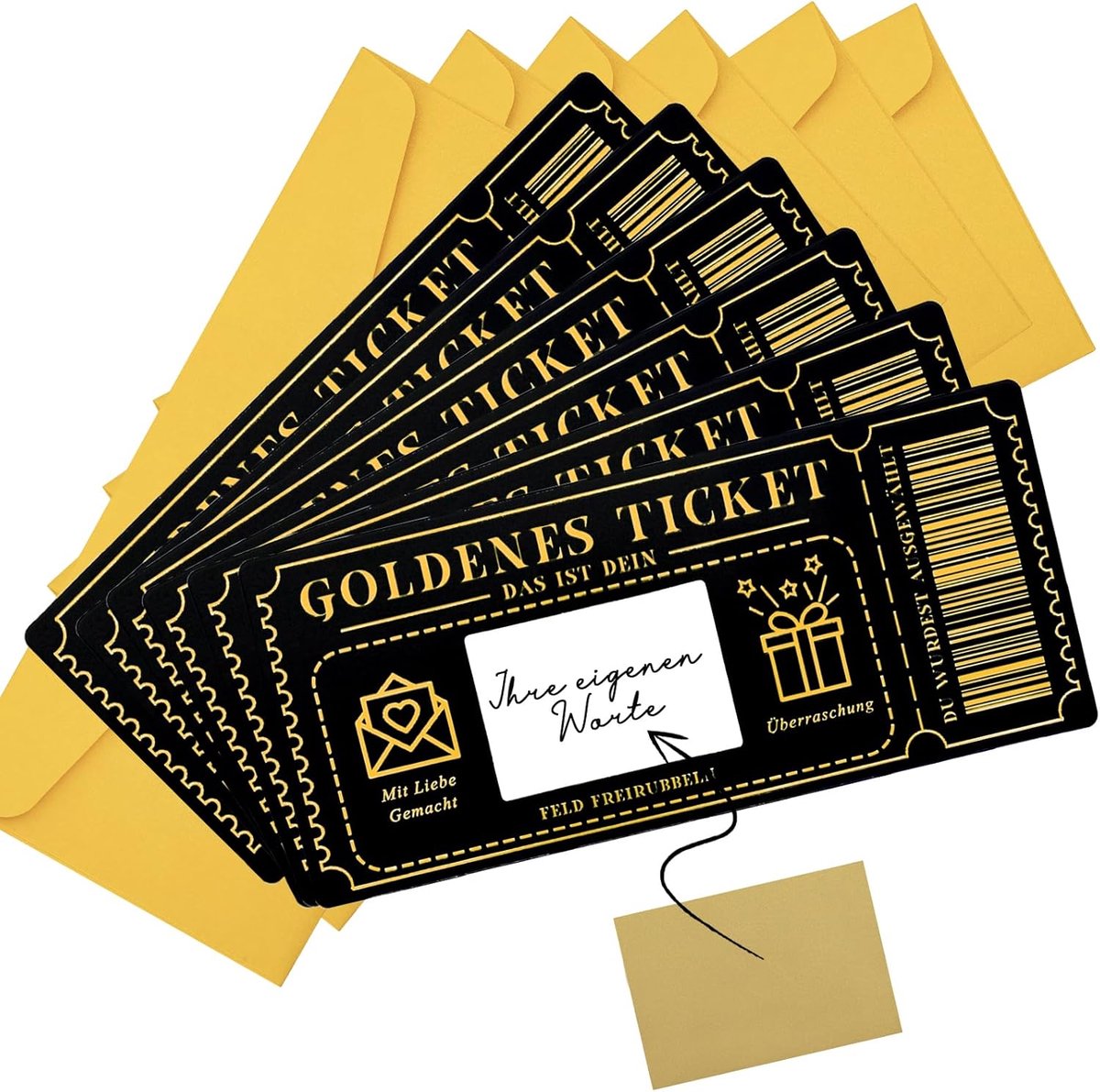 SnelShoppen - 6 Stuks Zwarte Tickets - Ideaal voor Feesten, Evenementen, Organisatie, Creatief Gebruik, 5x2 cm, Duurzaam Karton