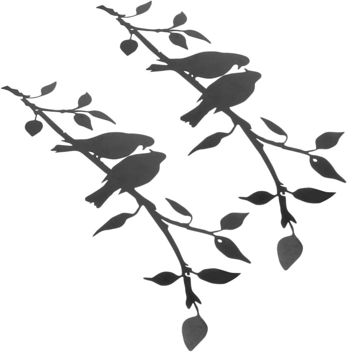 Metalen Vogels Decoratie - Wand Sculptuur - Tuin Opfleuren - Levensecht Ontwerp - 2 Stuks - Zwart