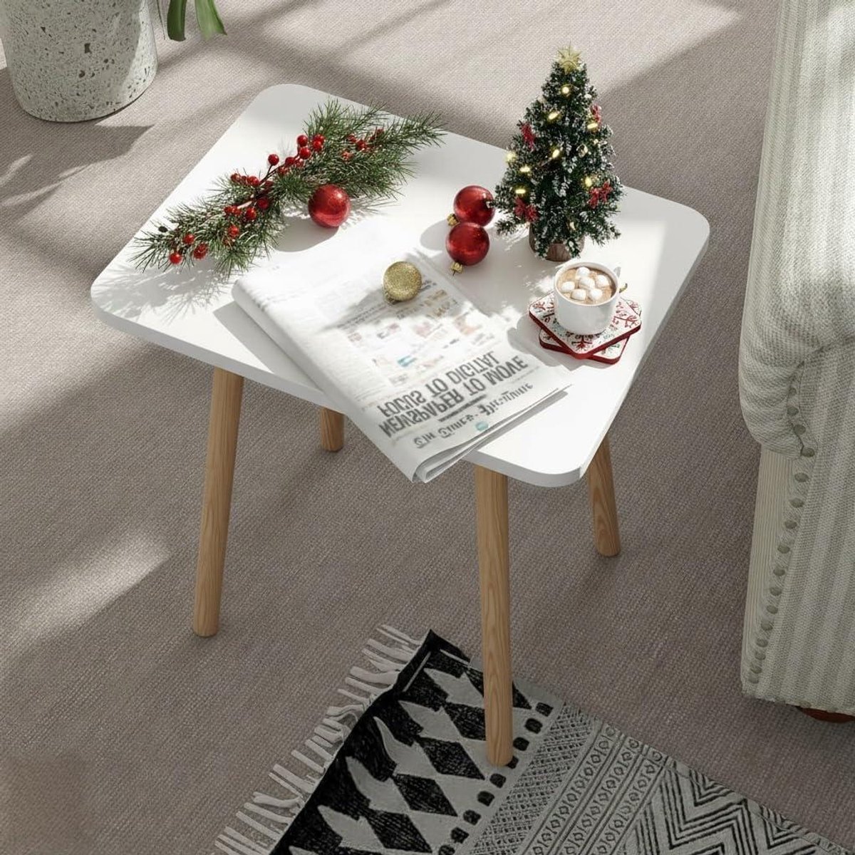 Bijzettafels Woonkamer - Set van 2 - Decoratie en Opbergruimte - Duurzame MDF en Houten Poten
