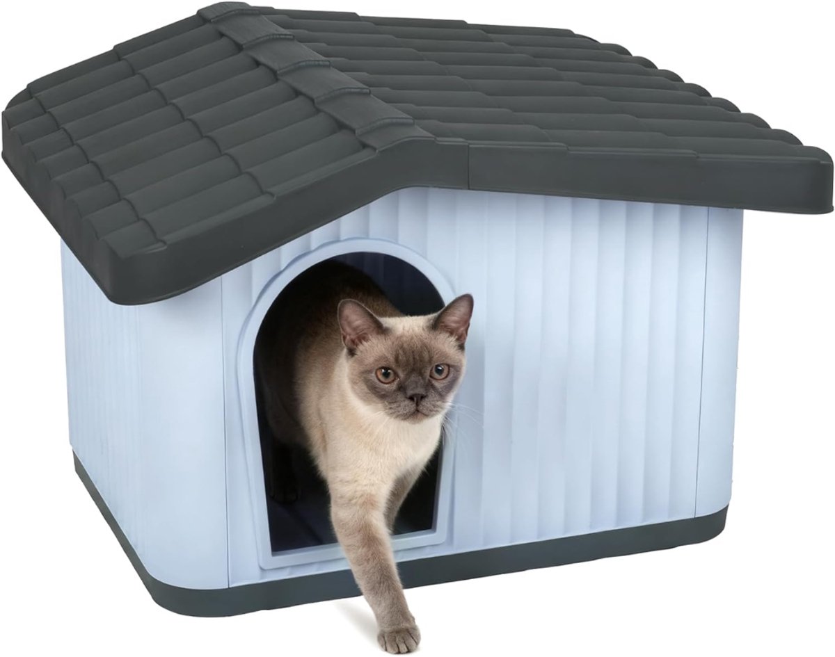 SNJY® Kattenhuis voor Buiten - Kattenhok - Kattenbak - Dierenhuis - 50L x 60B x 41H cm - Wit