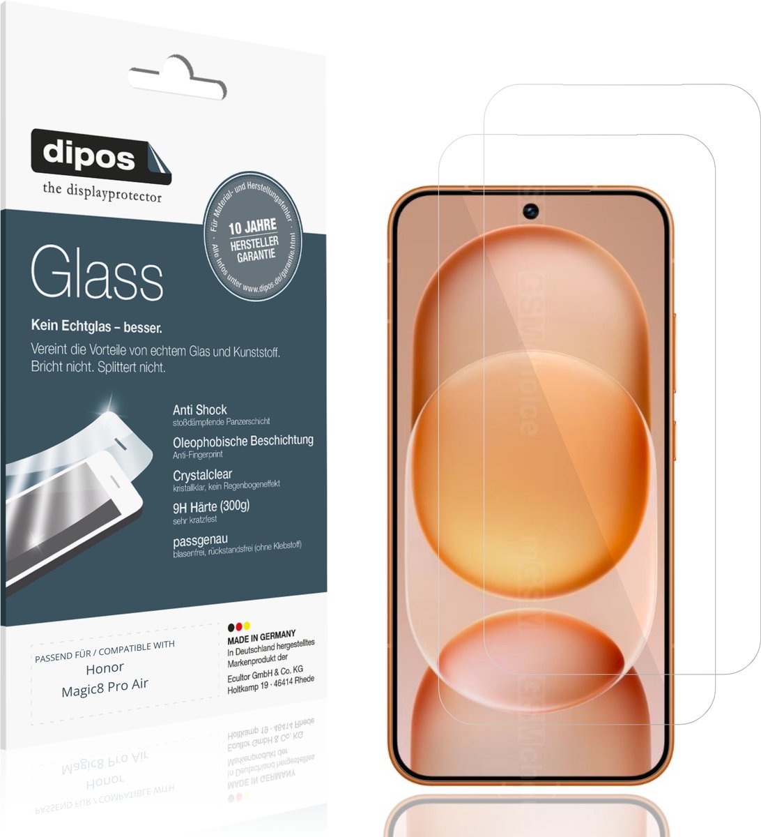 dipos – 2x Pantserfolie geschikt voor Honor Magic8 Pro Air | 9H Screenprotector