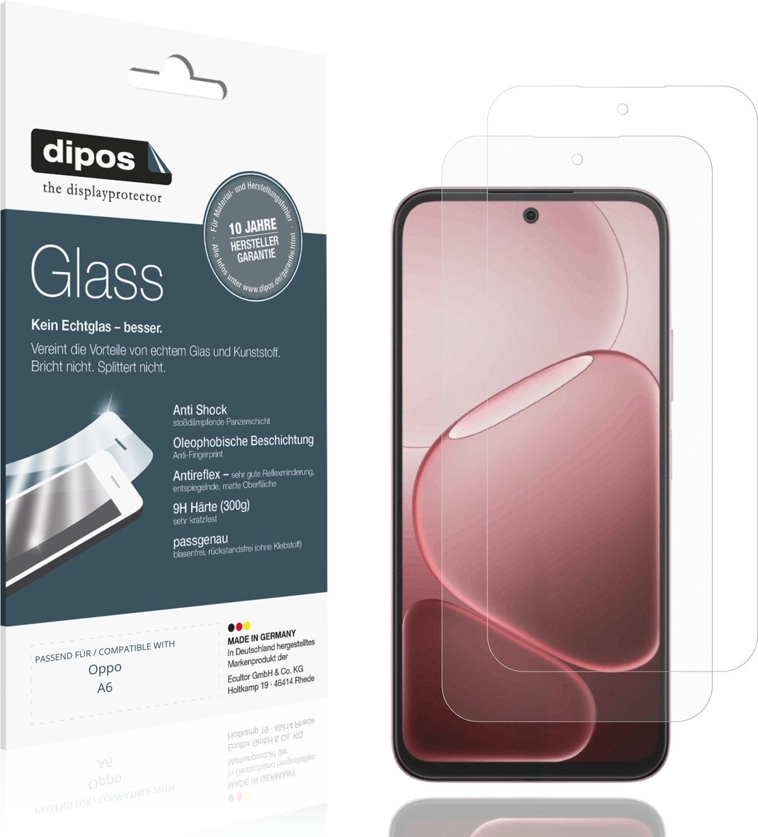 dipos – 2x Matte Pantserfolie geschikt voor Oppo A6 | 9H Screenprotector