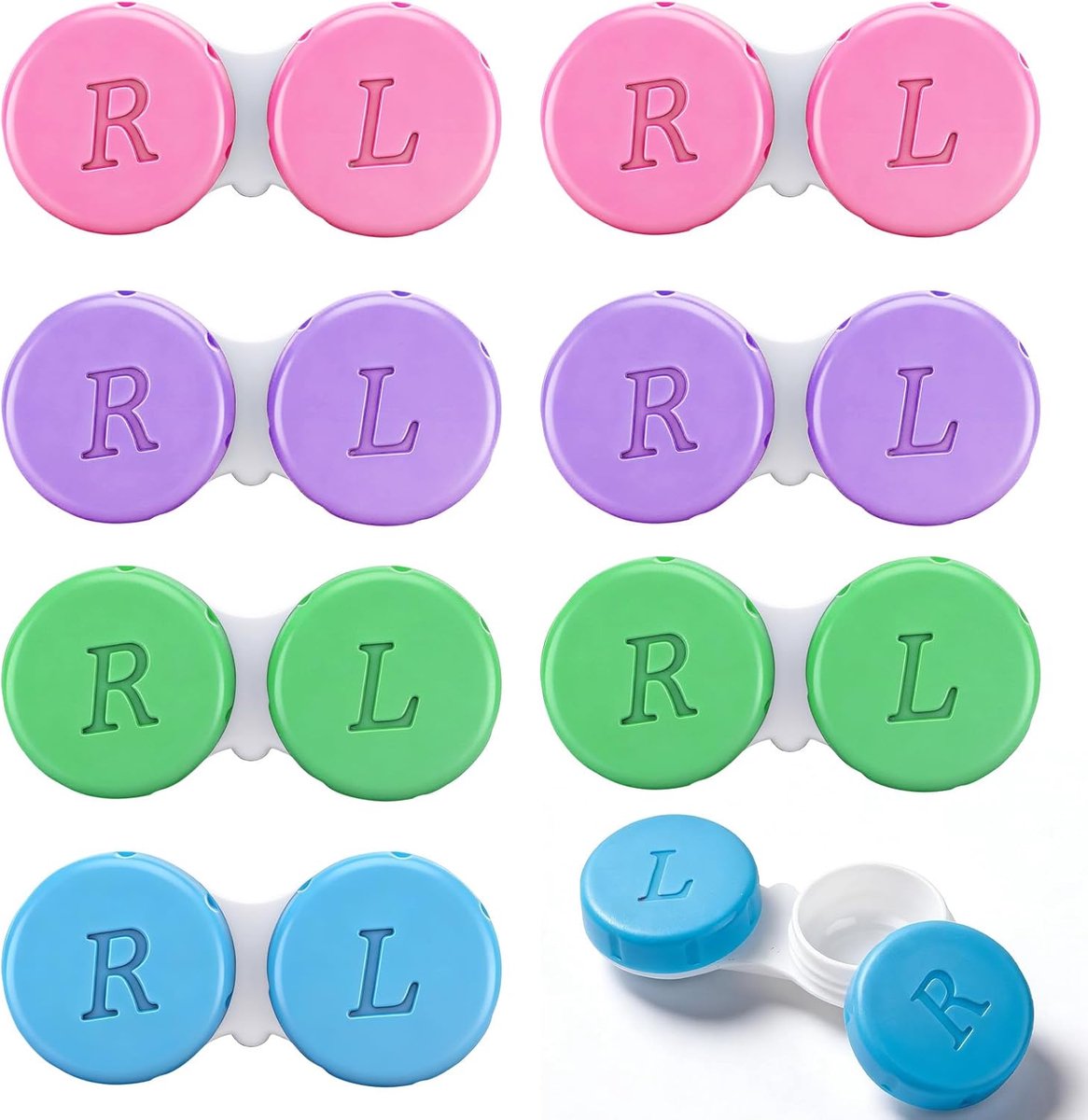 Thijox - 20-Delige Contactlenshouder Set, Draagbaar, Hygiënisch, Lekvrij, Opbergdoosjes voor Gekleurde Contactlenzen in Macaronkleuren voor Thuis en o