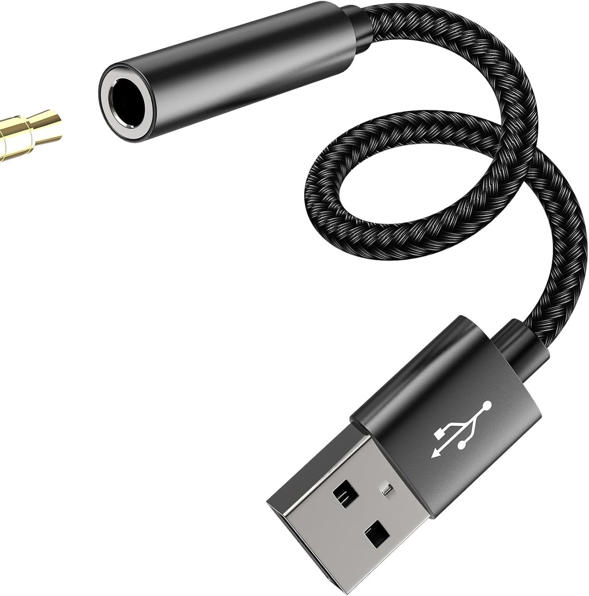 SnelShoppen - USB naar 3,5 mm Audio Adapter - DAC Geluidskaart voor Hoofdtelefoon en Microfoon - Externe Converter voor Auto, PC en Luidsprekers - Ver