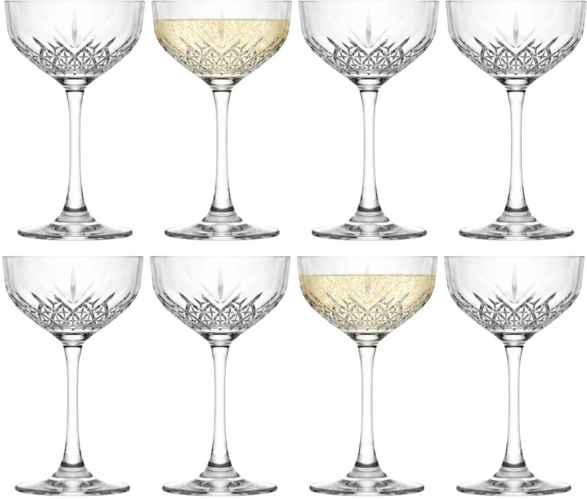 Pasabahce Champagneglazen Timeless - 8x - 250 ml - kristalglas - coupe glazen