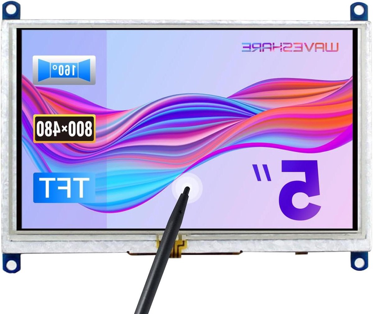 HDMI LCD Scherm - Touchscreen Monitor - Project Ontwikkeling - Resistieve Touch Control - 5 Inch - Zwart