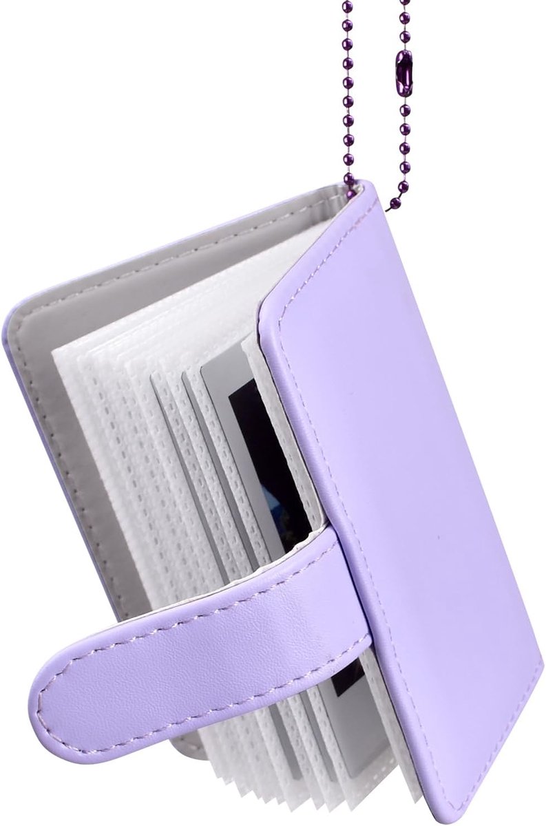 SnelShoppen - Mini Fotoalbum met 32 Zakken voor Fujifilm Instax Mini Film - Draagbaar Paars Fotoalbum met Sleutelhanger - Geschikt voor Instax 12 99 7