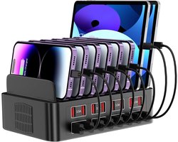 Oplaadstation voor meerdere apparaten, 150W USB-laadstation met 16 snellaadpoorten, oplaadstation geschikt voor Apple-apparaten, Fire-tablets, iPhone, Samsung en Android.