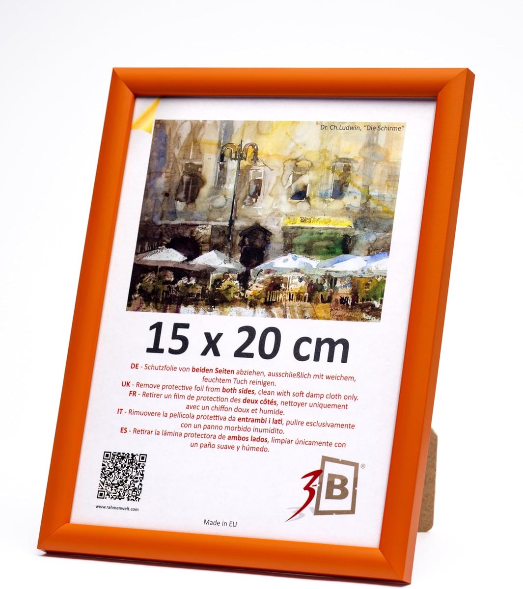 Houten Fotolijst - Lijst voor foto's - Herinneringen inlijsten - Halfronde strip - 15 x 20 cm - Oranje