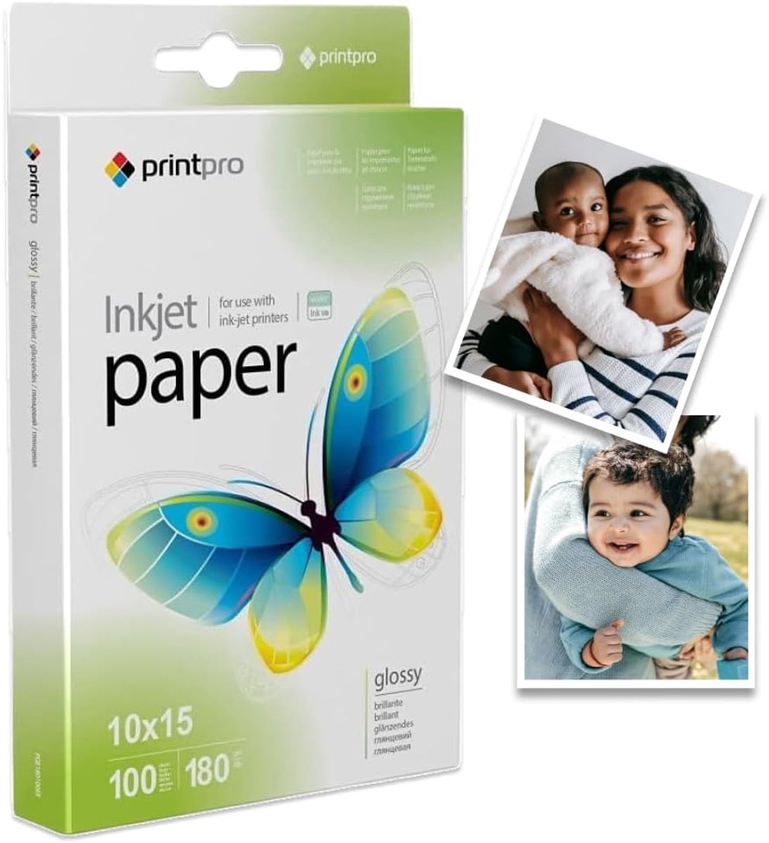 SnelShoppen - Hoogglanzend Fotopapier 180 g/m² A4, 100 Vellen, Waterbestendig, Direct Droog, Geschikt voor Inkjetprinters, Perfect voor Foto's, Feestj