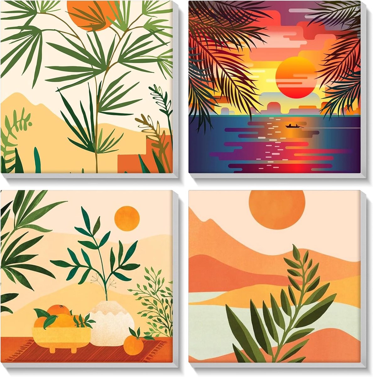 SnelShoppen - 4 Pack Schilderen op Nummer met Frame - DIY Olieverfschilderij Set voor Volwassenen en Kinderen - Creatief Hobbyproject voor Huisdecorat