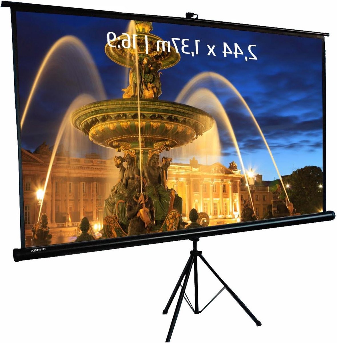 Projectiescherm met statief - Mobiel scherm - Film avond thuis - Verstelbare hoogte - 244 x 137 cm - Wit
