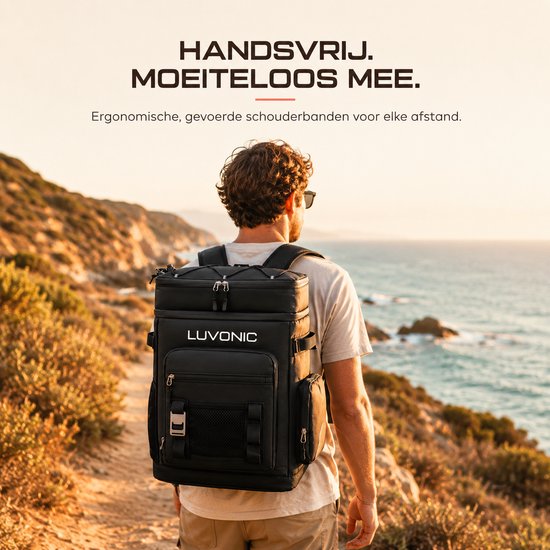 Luvonic® Koeltas Rugzak - 30 Liter Koelrugzak voor 48 Blikjes - Waterdicht & Lekvrij - Premium Koeltas voor Strand, Festival & Camping - Zwart van luvonic — afbeelding 3