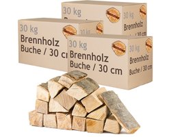 Brandhout, 90 kg, voor kachels, open haarden, vuurkorven en barbecues, beukenhout, 30 cm, Flameup
