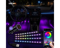 Lucion® Led strip auto met app bediening | 12V/5V | Auto interieur verlichting RGB |…