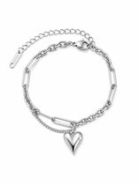 Armband Meisje- Armband Tiener- Meisjes armband Zilver Hart- Schakelarmband Hartje- Trendy Armband- Armband Hart- Kind- LiLaLove- Cadeau Meisje