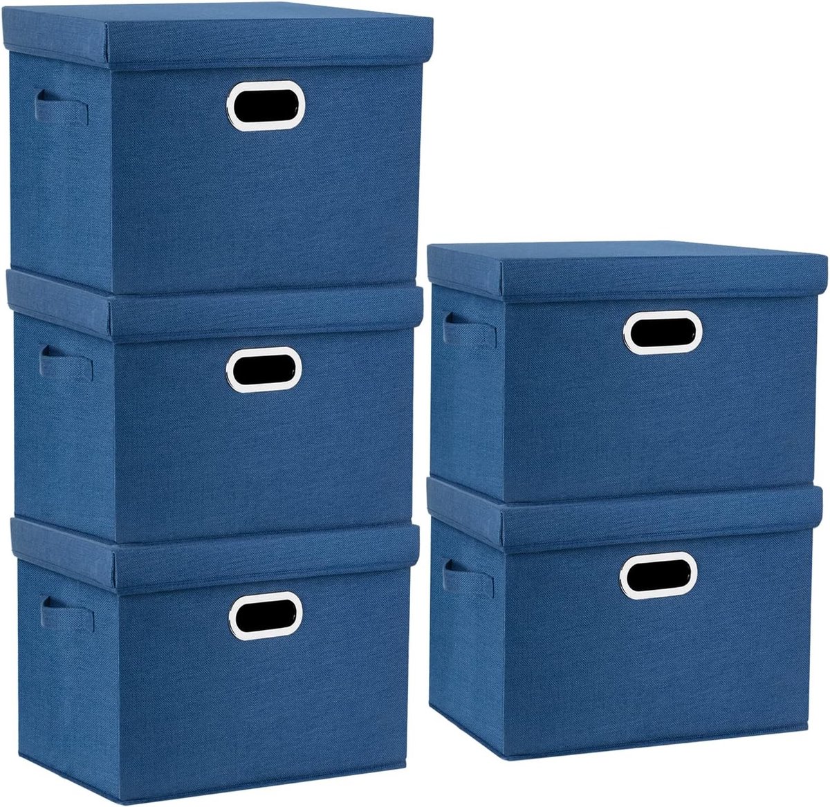 Grote Opbergdoos met Deksel, Vouwbaar en Wasbaar, Set van 5, 44x30x29cm, Ideaal voor Organisatie en Opslag in Huis
