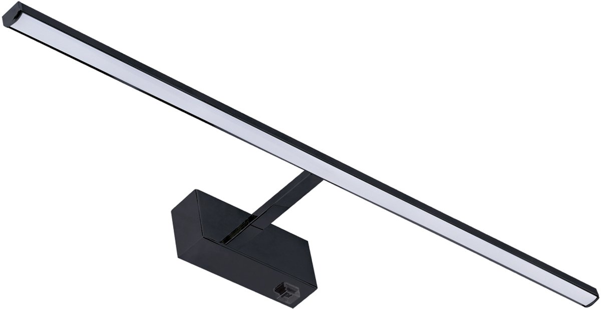 MARTA LED - Wandlamp - Spiegelverlichting - Schilderijverlichting - Rechthoek 12W - 1290Lumen - 3CCT Aanpasbare Licht kleuren 3000K 4000K 6000K - Zwart - 555mm - IP44 - Aan-uit schakelaar