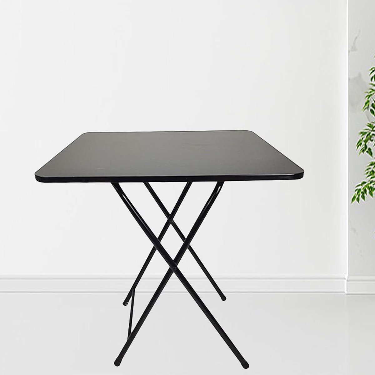 Vierkante Klaptafel - Eettafel Bijzettafel - Dineren en Werken - Ruimtebesparend Ontwerp - 60 x 60 x 70 cm - Zwart