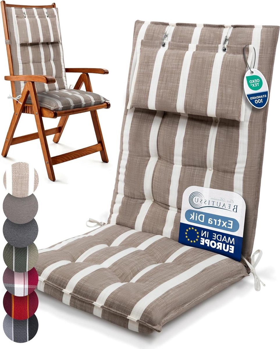Tuinkussen Hoge Rug - Stoelkussen Bankkussen - Buiten Ontspannen - 8cm Dikke Vulling - 120 x 50 cm