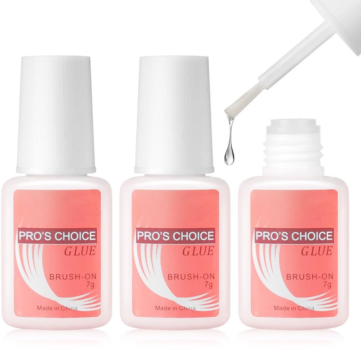 Krachtige Nagellijm voor Acrylnagels, Met Penseel voor Herstel, Langdurige Nageltip Lijm voor Professioneel en Thuisgebruik (3PCS, 7g)