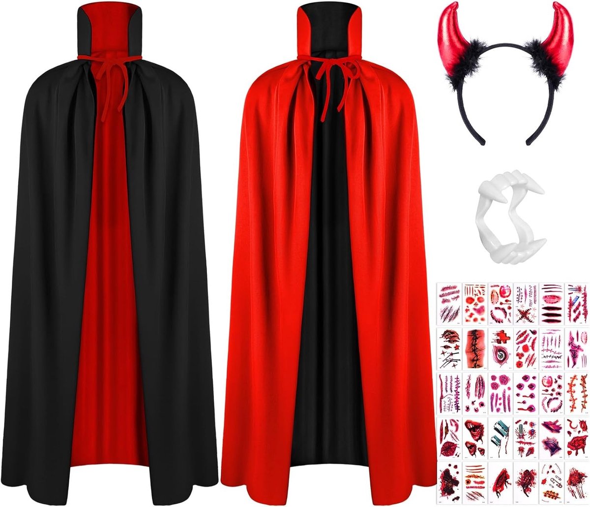 Vampier Kostuum Cape voor Volwassenen, Zachte Polyester, Duivelse Accessoires, Perfect voor Halloween en Middeleeuwse Themafeesten