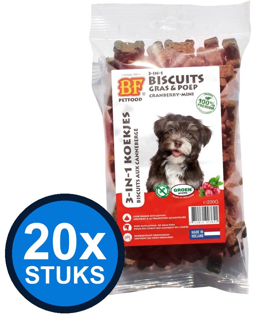 20x Biofood - 3in1 koekjes cranberry mini 200gr - Hondenvoer Snacks - 200 g