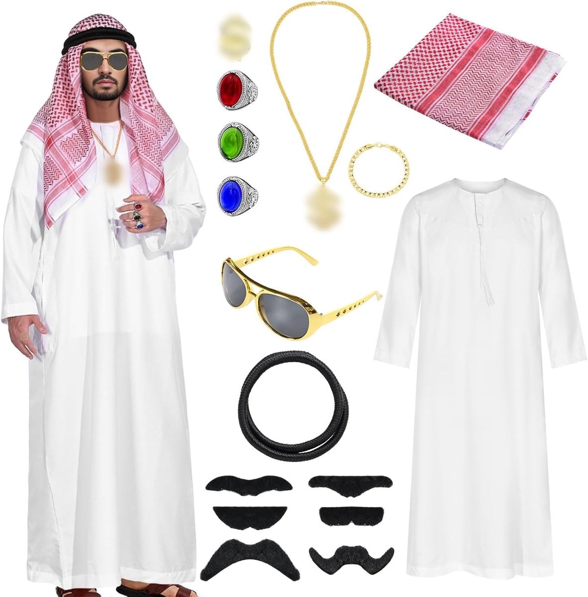 Arabische Kostuum voor Mannen - Witte Gewaad voor Raveparty, Carnaval en Cosplay Feesten