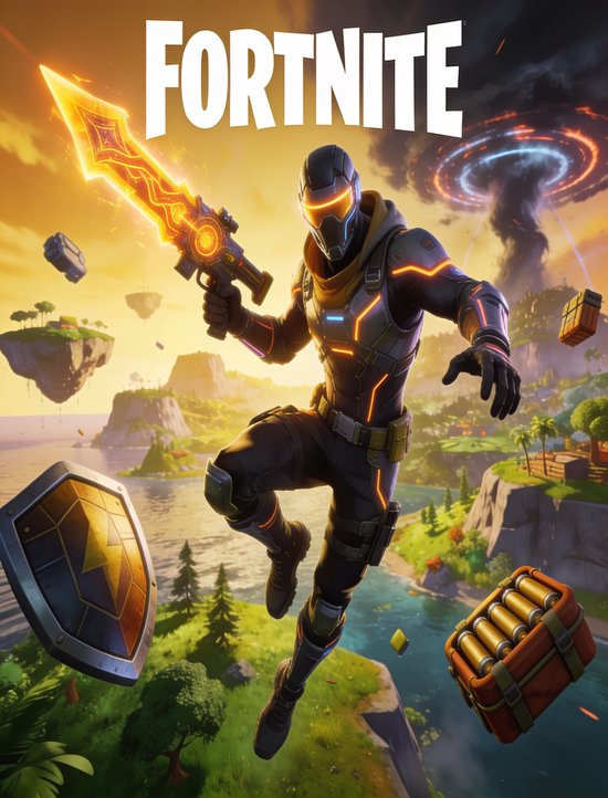 Luxe Metalen Wanddecoratie 30x40cm - Fortnite - Gaming - Battle Royale - Metalen Poster 40x30cm