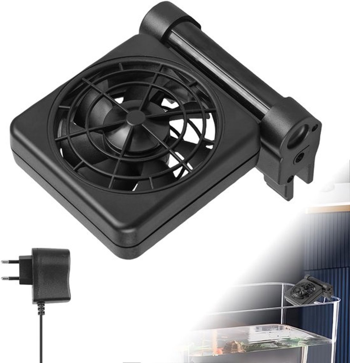 Aquariumventilator: 5 windsnelheden, aquariumkoeler, geluidsarm, aquariumventilator met timer, aquariumventilator, instelbare luchtsnelheid, voor zoetwateraquaria tot 30 cm