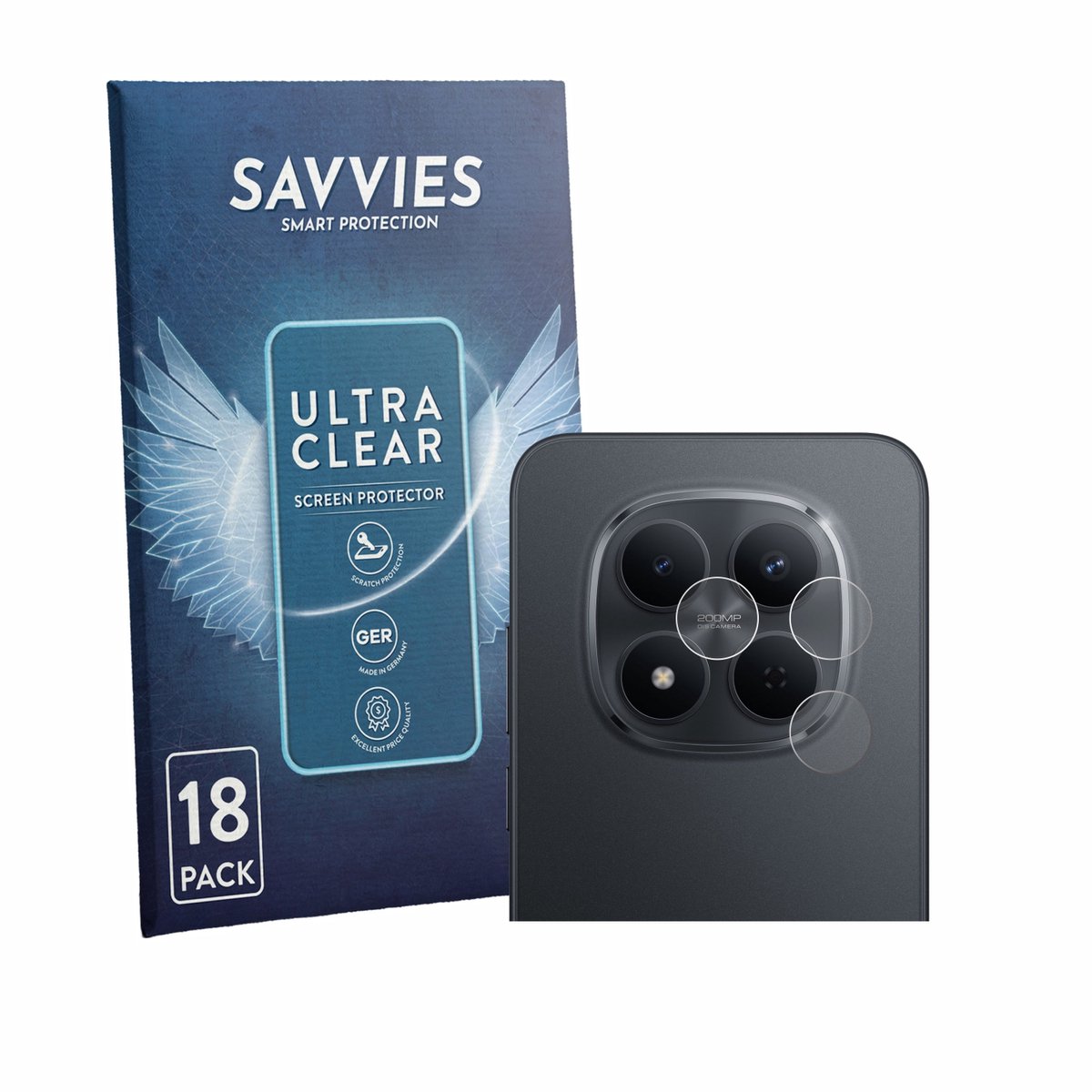Savvies - Screenprotector voor Xiaomi Redmi Note 15 Pro 5G (ALLEEN Camera) - Folie Beschermfolie transparant 18 Stuks