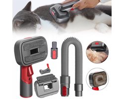 2-in-1 huisdierborstelset voor Dyson V7/V8/V10/V11/V15 – Huisdierborstelset – Voor katten en honden – Huisdierverzorging – Zelfreinigend en zacht – Grijs-rood
