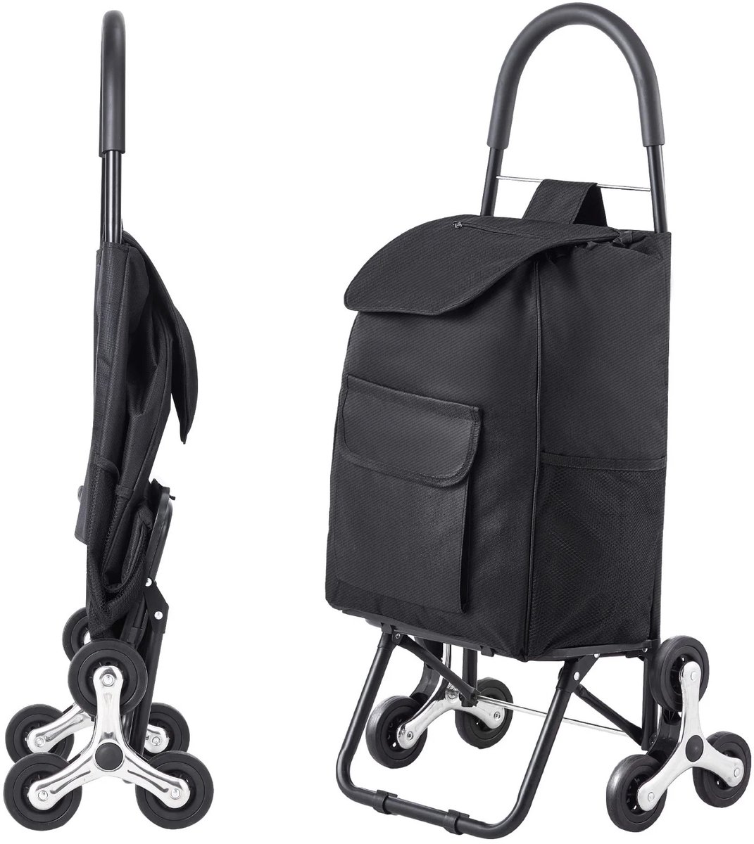 Mosh Stories Boodschappenkar Trapklimmer 50 kg – Opvouwbare Transportwagen 36L – 6 Trapklimwielen – Voor Boodschappen en Verhuizen