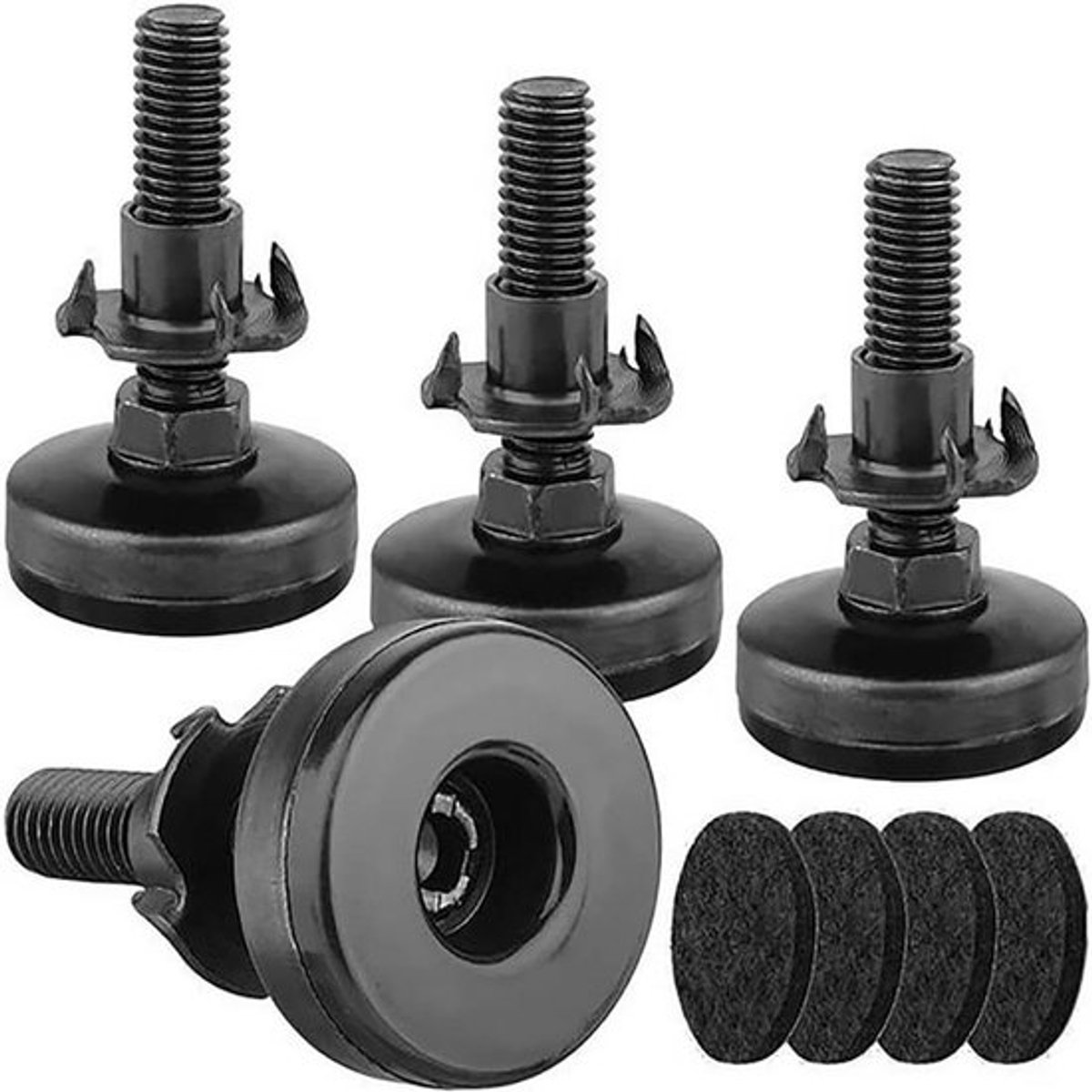 Verstelbare Nivelleervoeten voor Meubels - Set van 4 - Inclusief T-Moer Kit - Voor Kasten, Banken en Stoelen - 3/8"-16 Schroefdraad - Draagvermogen 1200 lbs