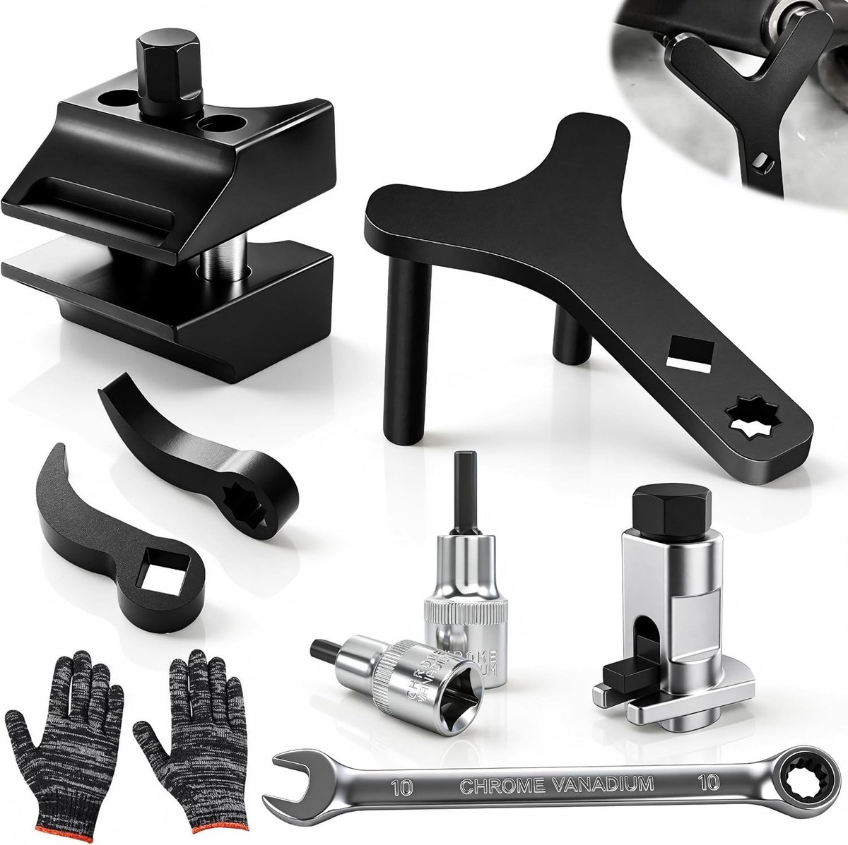 Set van 9 veerpootspreiders - Y-vormig gereedschap voor schokdemper, universeel voor autoreparaties en SUV's, gemaakt van chroom-vanadium staal