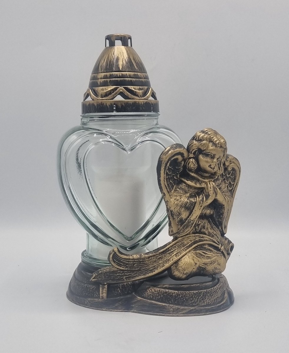 Herdenkingslichtjes Herdenkingslicht - Engel - Plat - Goud - Hart - Grafkaars - Graflantaren - Graflicht - Grafdecoratie