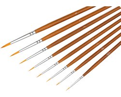 Arcana Art Detailpenselen – set van 7 | Maat 000 t/m 4 – Fijne Penselen voor Acryl- & Olieverf, Modelbouw & Nail art