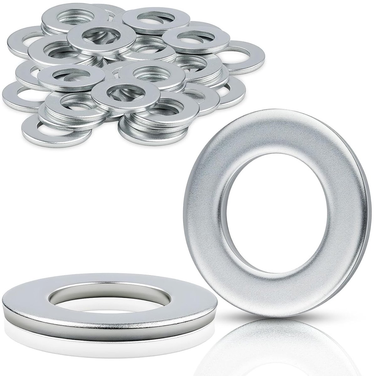 Set van 30 Ringen, M16 DIN125, Diverse Maten, ID 17 mm AD 30 mm, Zilveren Wasringen voor Moeren en Schroeven, Ideaal voor Klussen en Bevestigen