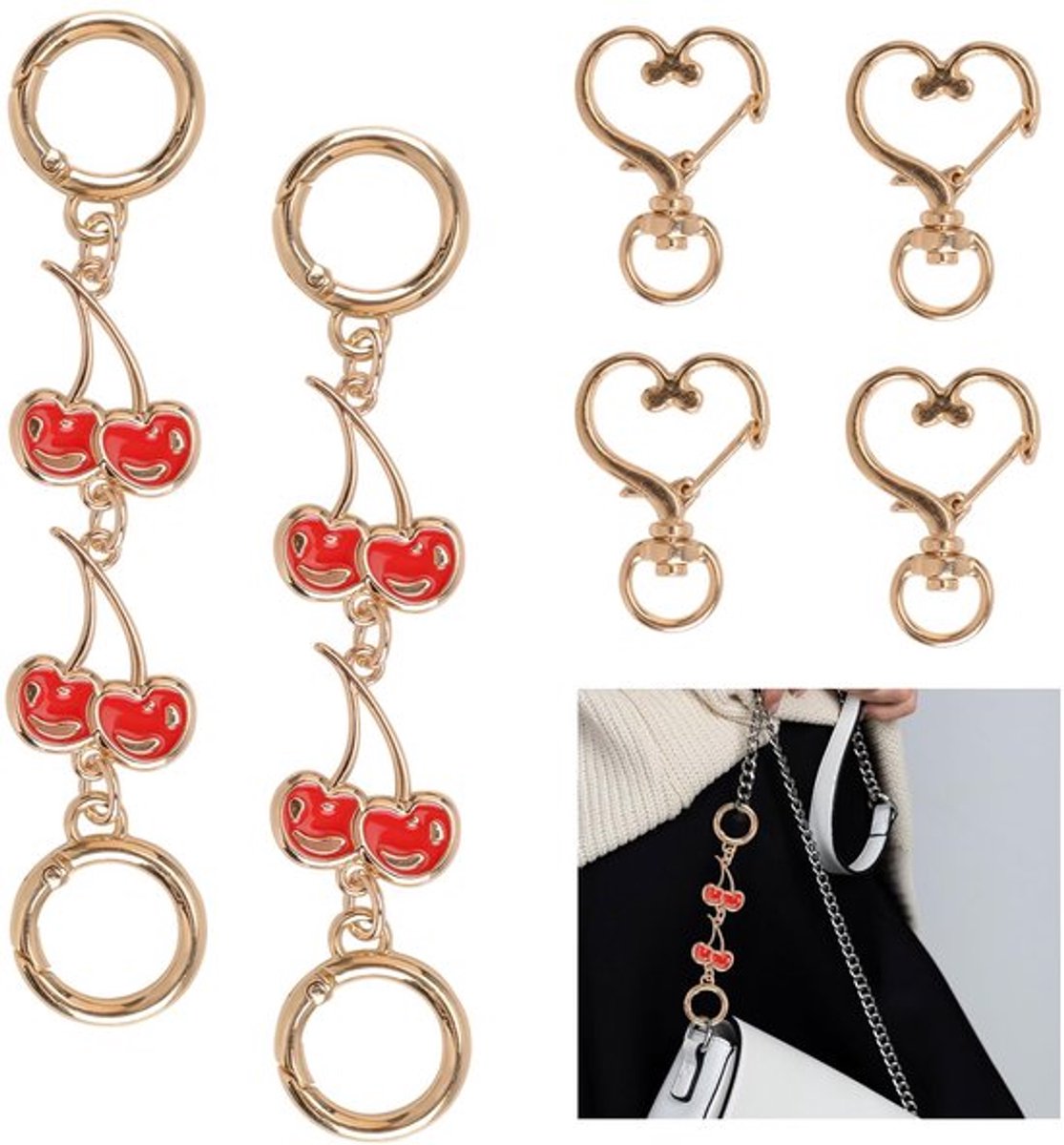 Rode Kers Tas Kettingen, Ketting Verlenging Kettingen voor Vrouwen Sieraden Maken Kettingen Accessoires Handtas Band Schouderketting en Sleutelhanger