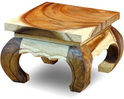 Opium Tafel - Bijzettafel Hout - Decoratie Plaatsen - Handgemaakt Uniek Stuk - 25 x 25 x 21 cm - Natuurlijk