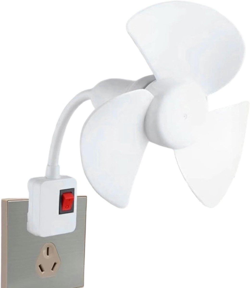 Stekkerventilator - Draagbare Ventilator - Persoonlijke Koeling - Flexibele Hals - 14x14x8 cm - Wit
